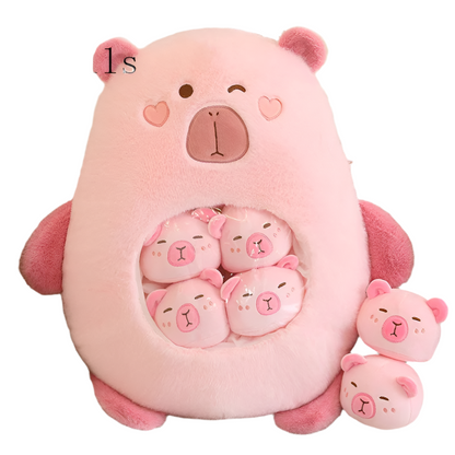 Plush Panda Koala Capybara Pudding Bag Stuffed Toy 35-50cm Pink Capybara