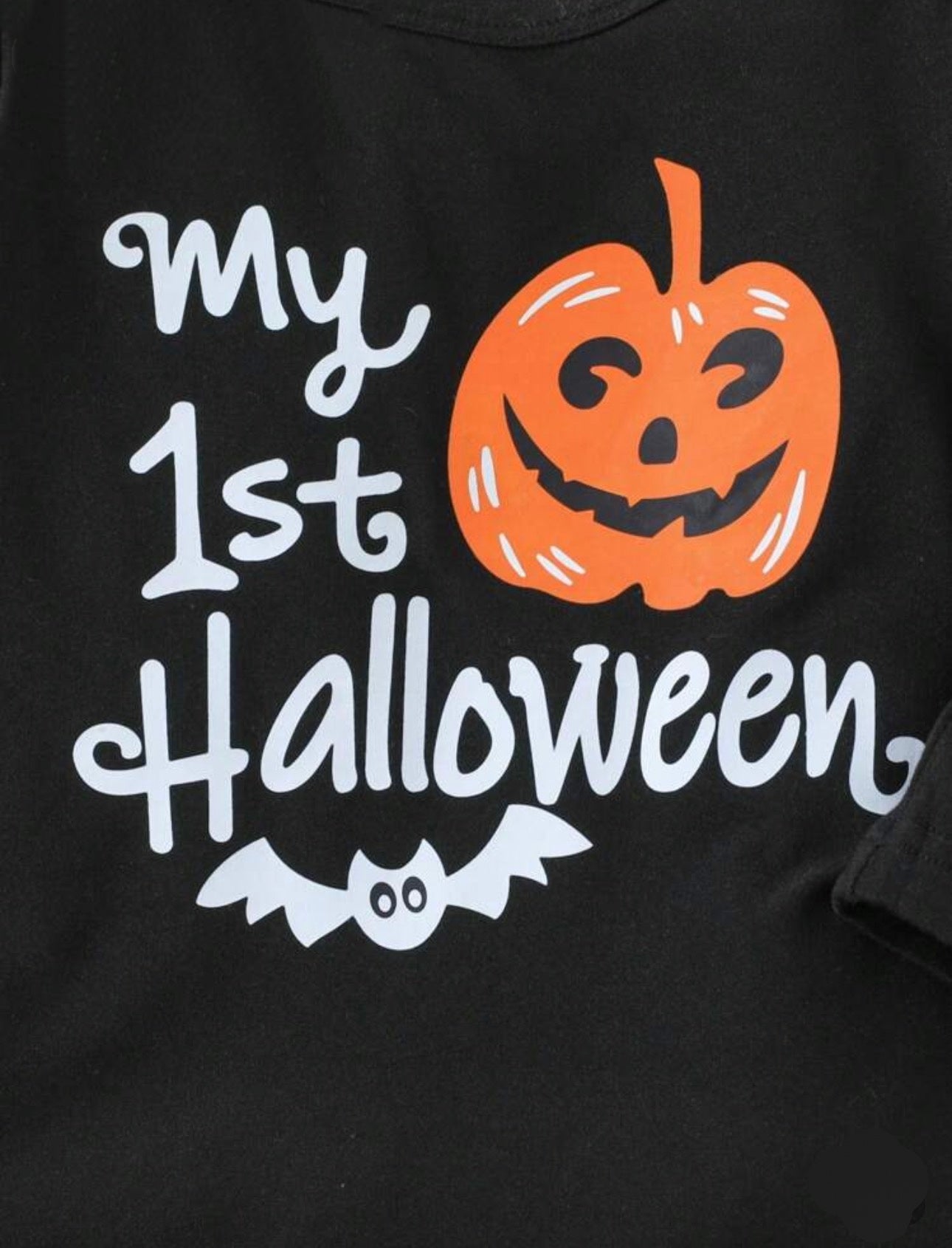 Halloween Baby Outfit Set – 3-Piece Romper, Trousers & Hat | Pumpkin, Bat & Ghost Print | Newborn - 24M