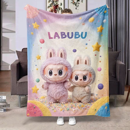 Labubu Flannel Blanket – Cozy All-season Nap Throw | Soft Plushie Pairing Multicolor B