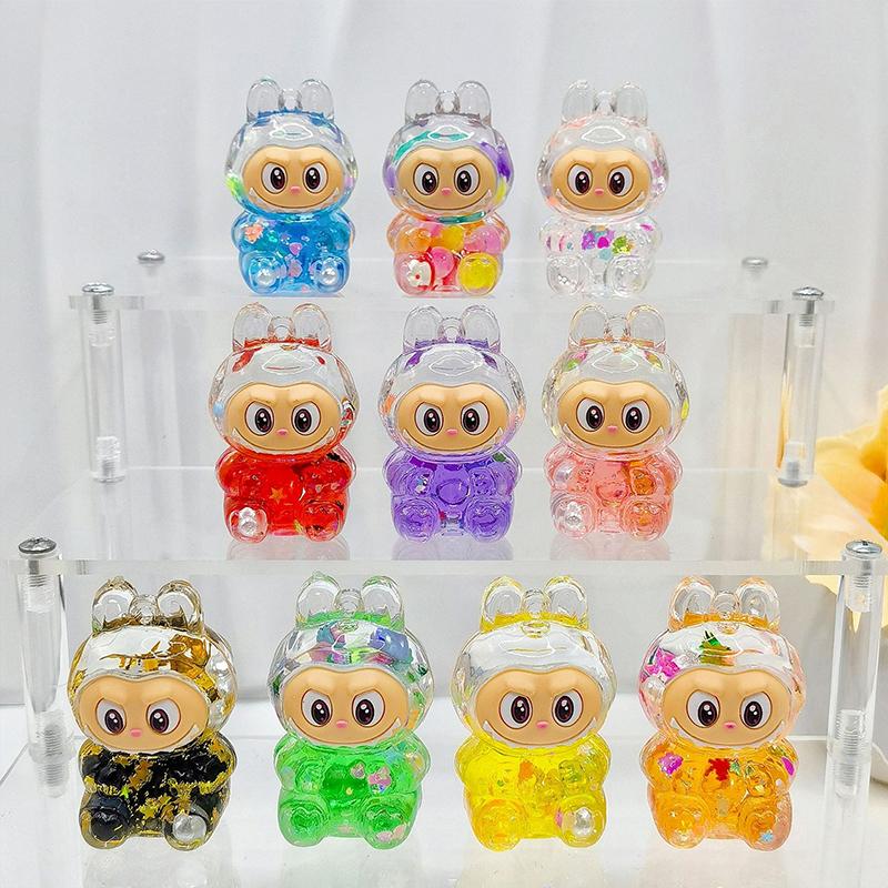 Labubu Acrylic Quicksand Keychain – Glow Bubble Bead Pendant