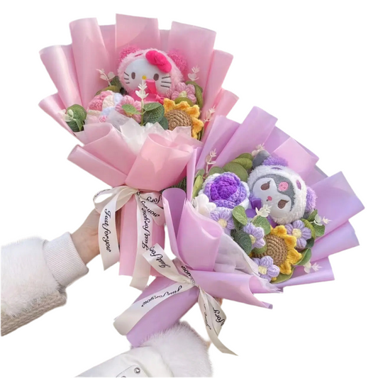 Hello Kitty Plush Flower Gift Bouquet – Gift Box | Sanrio-Inspired Kawaii Arrangement