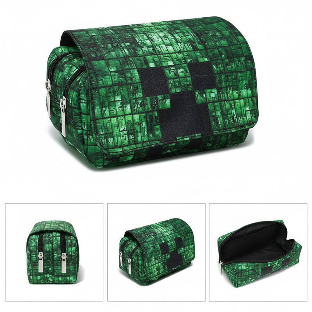 My World Minecraft Pencil Case | 20cm Soft Zip Pouch • Gamer School Supplies Multi C