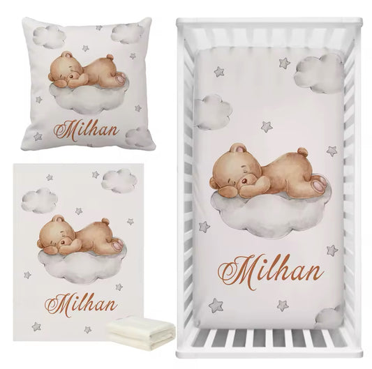 Baby Custom Bear Bedding Personalised Set 3 Pack