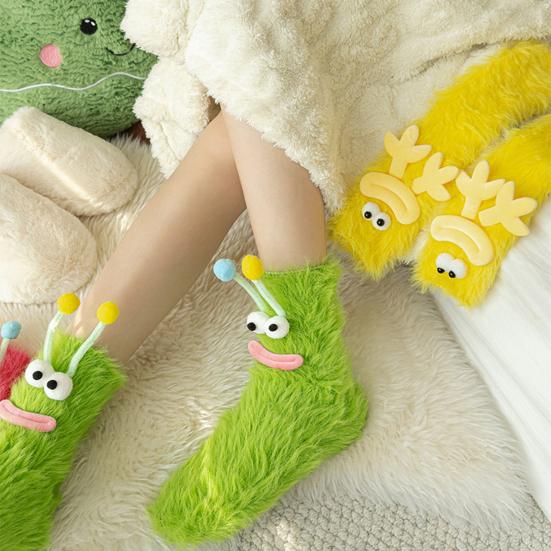 Funny Big-Eye Animal Cartoon Socks – Thick Fuzzy Plush