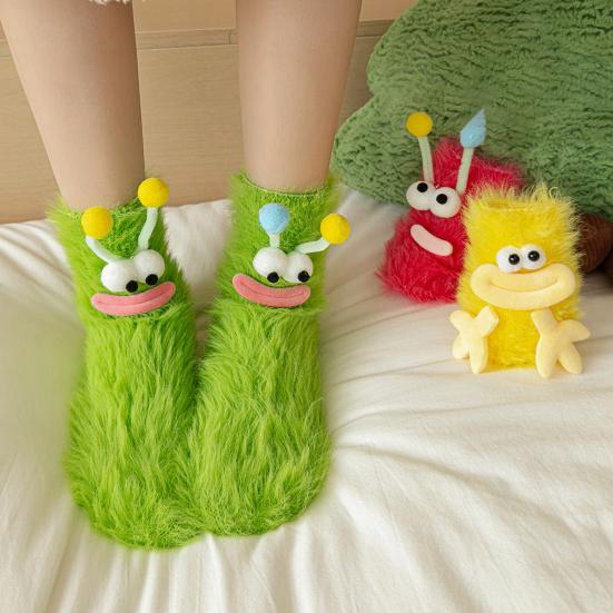 Funny Big-Eye Animal Cartoon Socks – Thick Fuzzy Plush