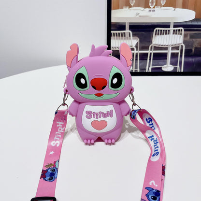 Stitch & Angel Silicone Wallet – Kids’ Crossbody Coin Purse | Waterproof Character Bag Multicolor Angel - B