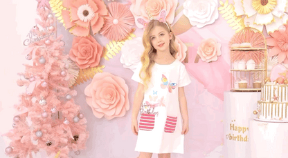 Girls White T-Shirt Dress (Age 3Y-6Y)