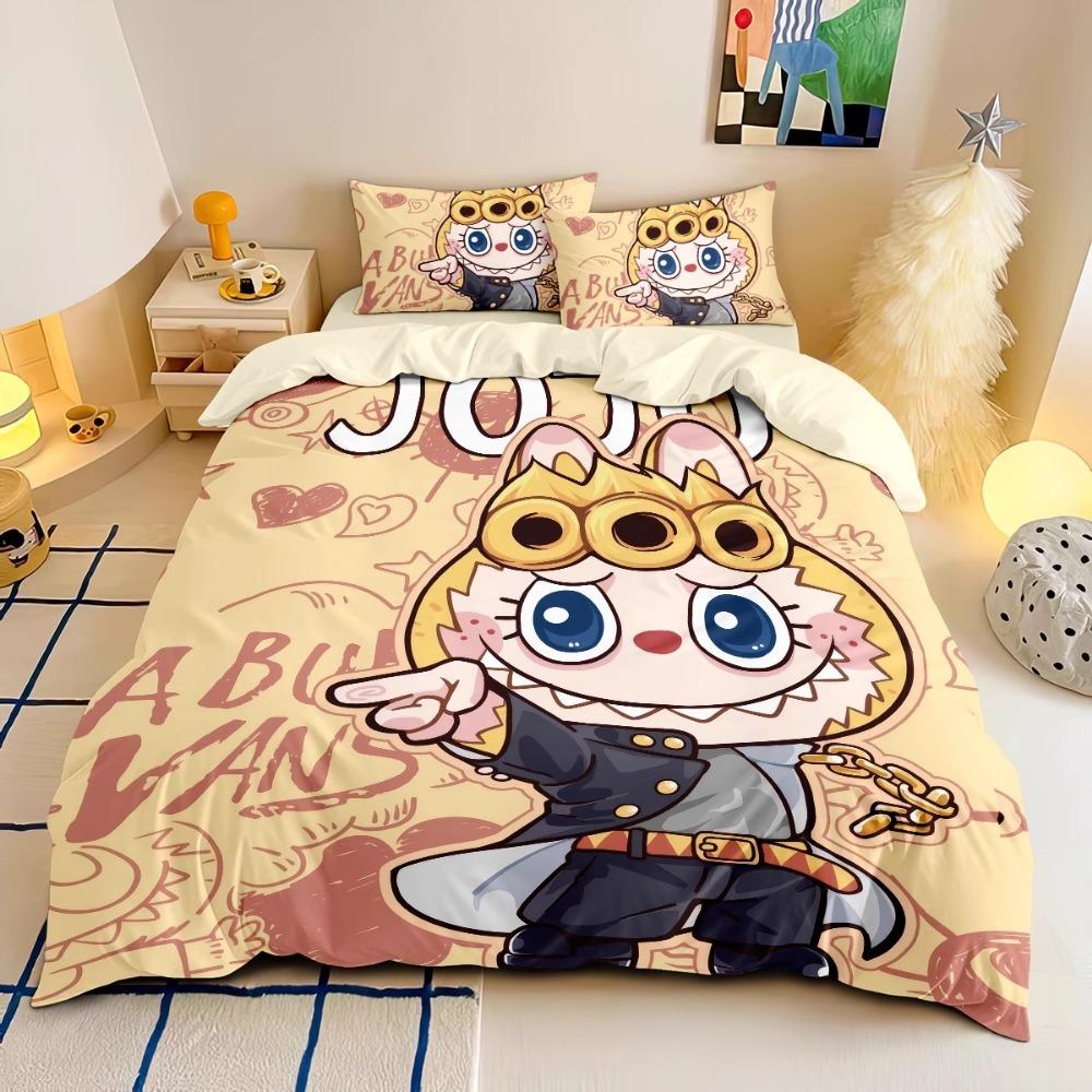 Labubu Bedding Set – 2–3 Piece Microfibre Duvet Cover Set | Cute Bedroom Décor for Kids, Teens & Adults Multicolor G