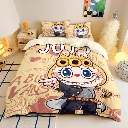 Labubu Bedding Set – 2–3 Piece Microfibre Duvet Cover Set | Cute Bedroom Décor for Kids, Teens & Adults Multicolor G