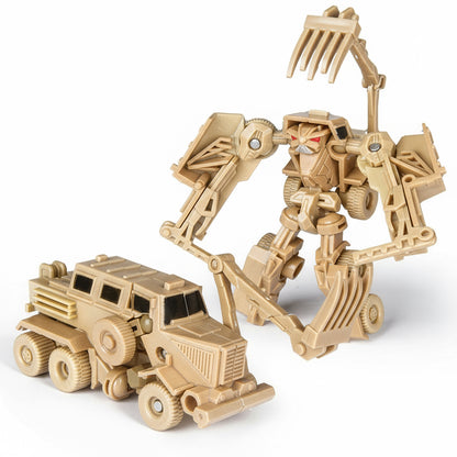 MSWH Figure Robot – Deformation Car Action Toy | Transforming Vehicle & Poseable Robot Beige