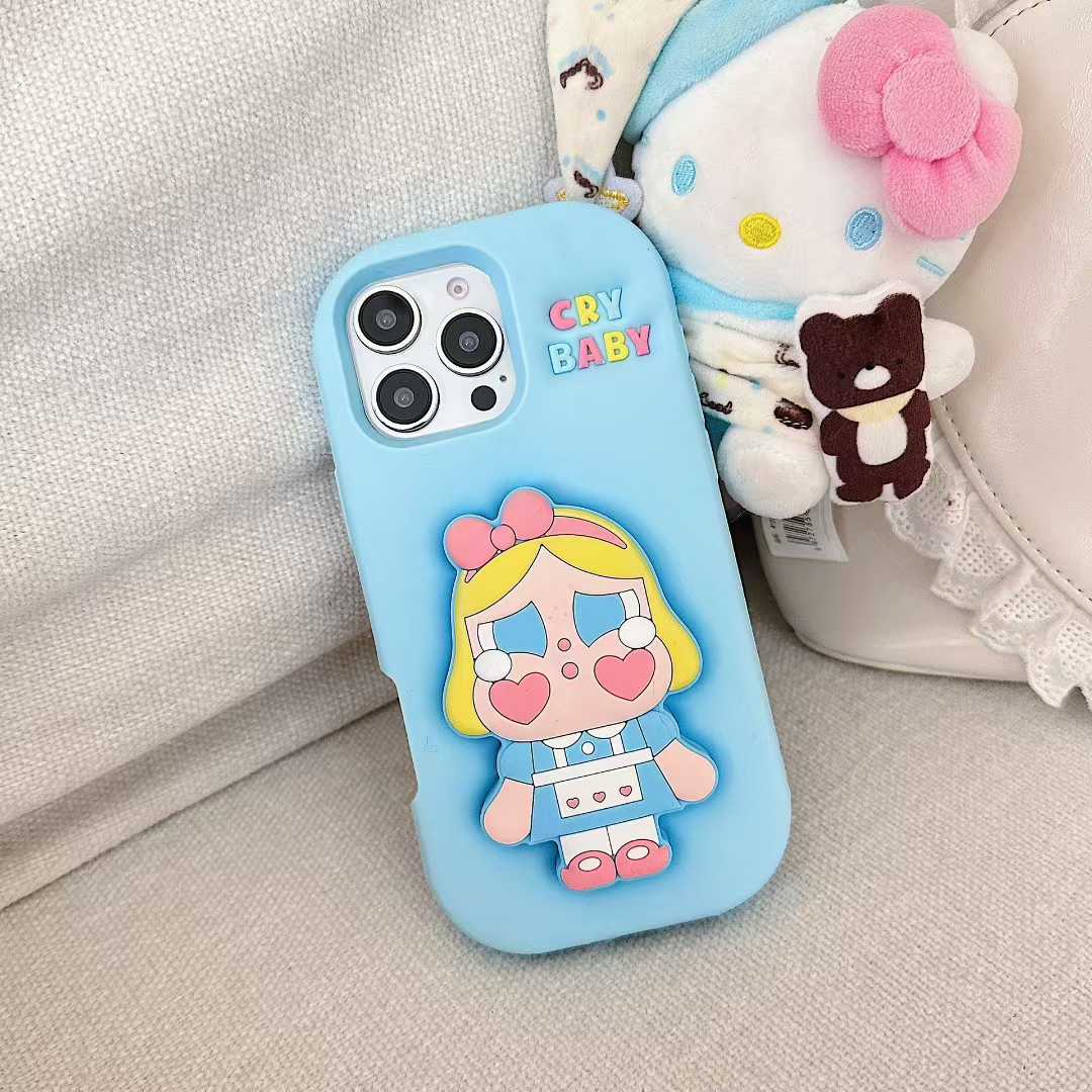 POP MART CRYBABY Shiny Shiny Series Phone Case – Glossy Character Design | Soft TPU | iPhone Compatible Blue