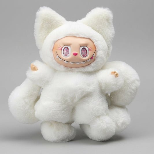Rare Labubu Nine‑Tailed Fox Plush Doll | Mystical Soft Toy • Collector’s Plush Figure White