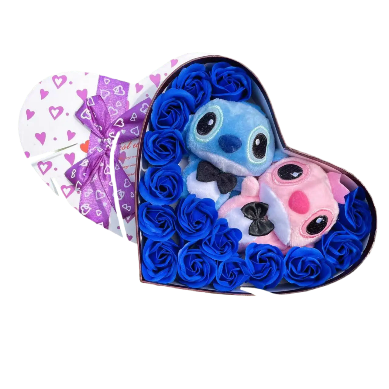 Stitch Plush Flower Heart Gift Box | Kawaii Disney-Inspired Keepsake - Valentines Gift