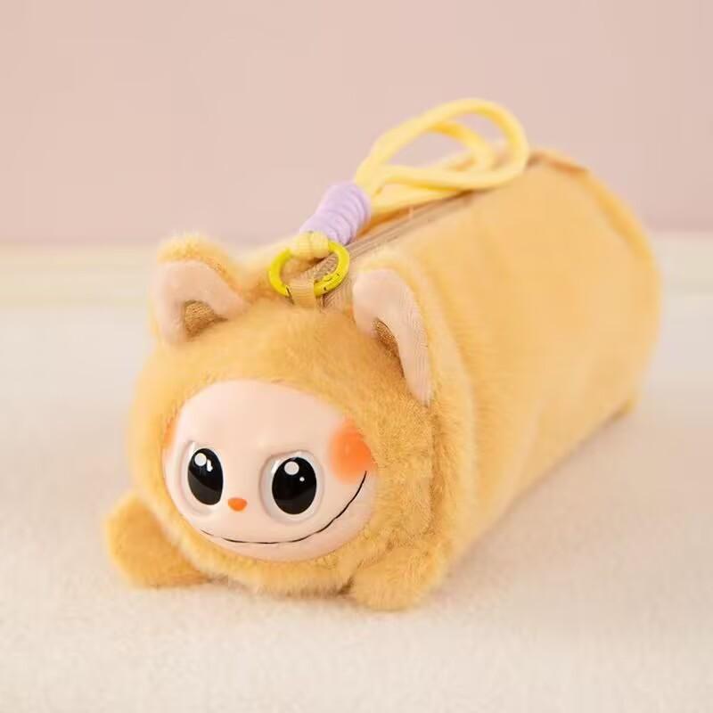 Labubu Plush Pencil Case – Soft Character Zip Pouch | POP MART Inspired | 25cm Dark Yellow