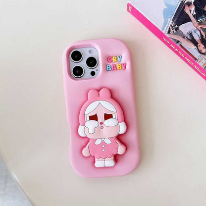 POP MART CRYBABY Shiny Shiny Series Phone Case – Glossy Character Design | Soft TPU | iPhone Compatible Pink
