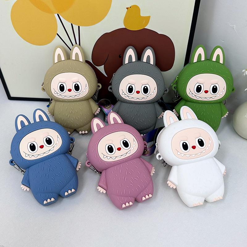 Labubu Macaron Mini Messenger Bag – Soft Silicone Coin Purse