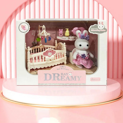 Little Rabbit Dresser Scene Playset – Simulation Modelling Toy Multi Baby bed