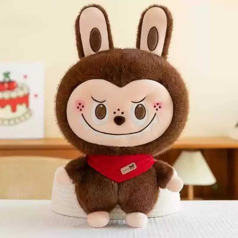 Labubu The Monsters Plush Huggable Pillow – 80cm Soft Stuffed Animal Brown