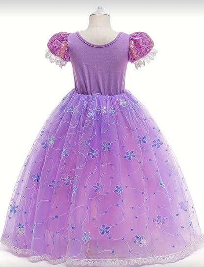 Girls Light-Up Princess Dress for Girls – Sleeved Halloween Cosplay Costume (Age 3Y-10Y)