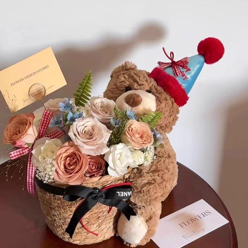 Birthday Scented Soap Flower Bear Bouquet - Gift for Girlfriend or Best Friend Khaki