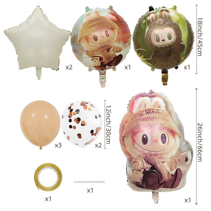 Labubu Aluminum Film Balloon Set – Cartoon Birthday Party Decoration
