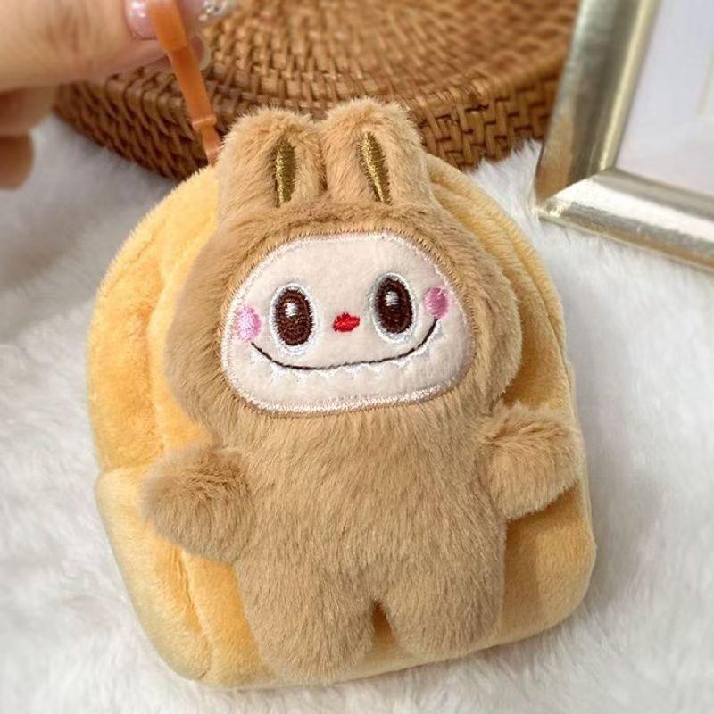Labubu The Monsters – Plush Backpack Coin Purse | Mini Zipper Pouch Brown