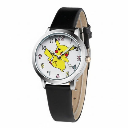 Children’s Pikachu Pokemon Leather Watch | Cartoon Pokémon Kids Clock Black