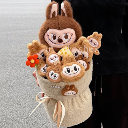Labubu Plush Flower Bouquet | Cute Plush Gift Bouquet - Valentines Gift Brown
