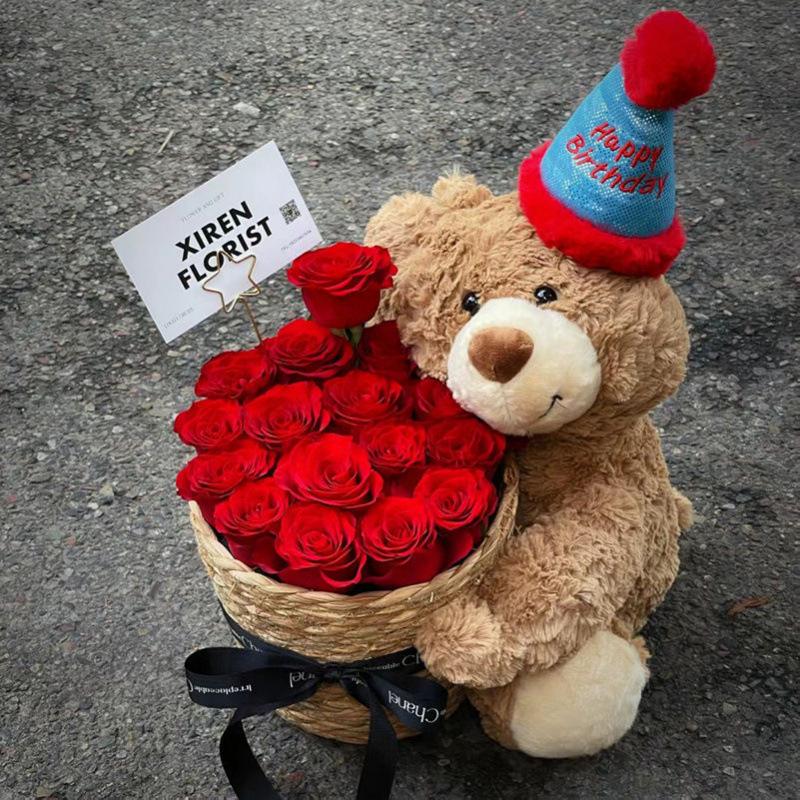 Birthday Scented Soap Flower Bear Bouquet - Gift for Girlfriend or Best Friend