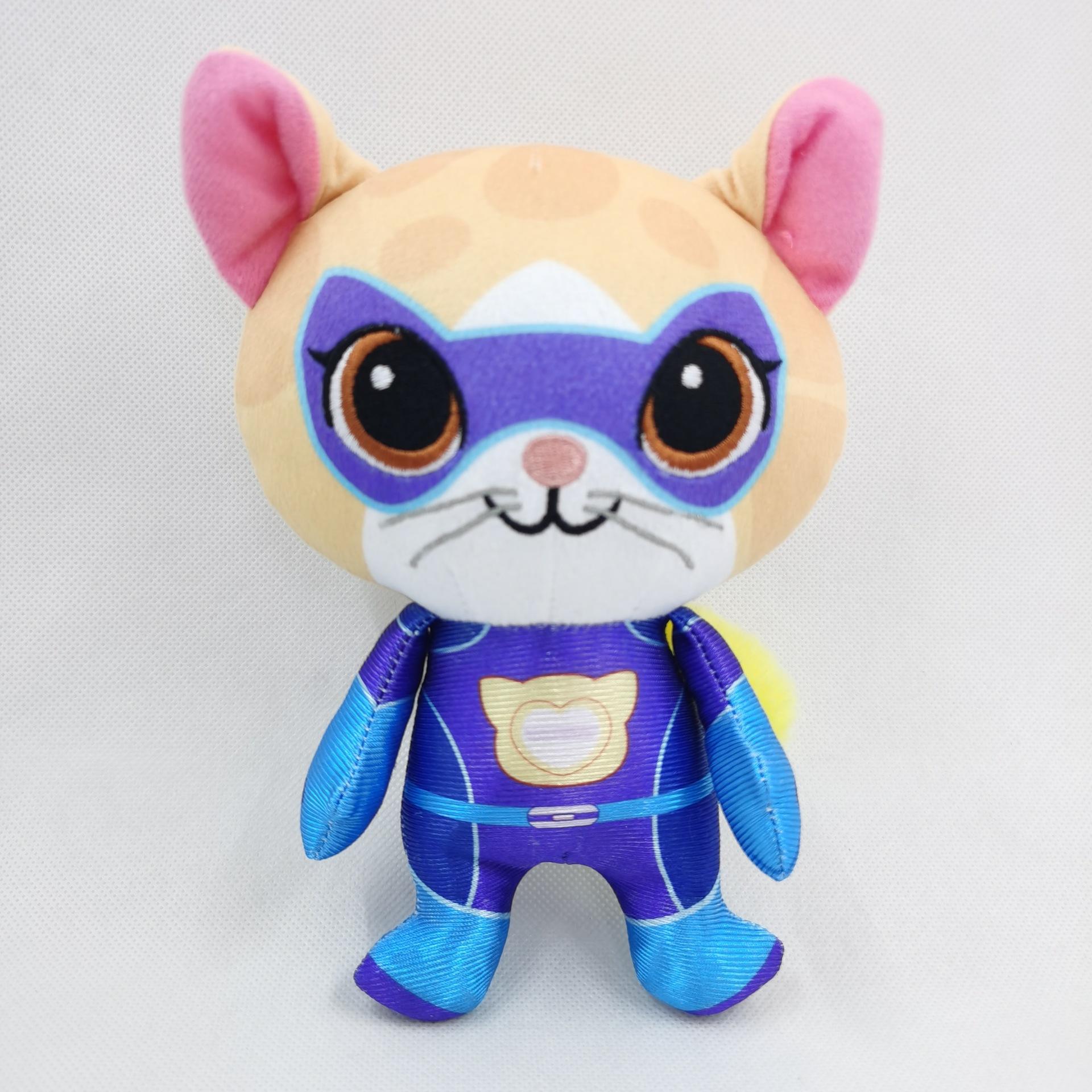 SuperKitties Plush Cat Team – 18cm | Soft Hero Cat Plush Dolls Purple