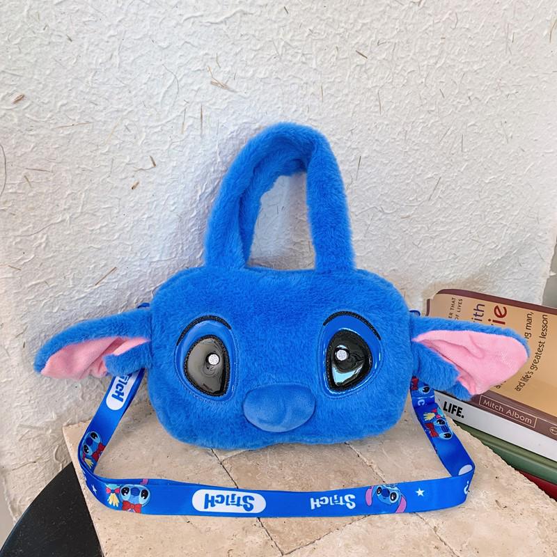 Stitch Plush Cartoon Handbag | Cute Children’s Crossbody Bag & Coin Purse • Soft Plush Shoulder Bag Blue
