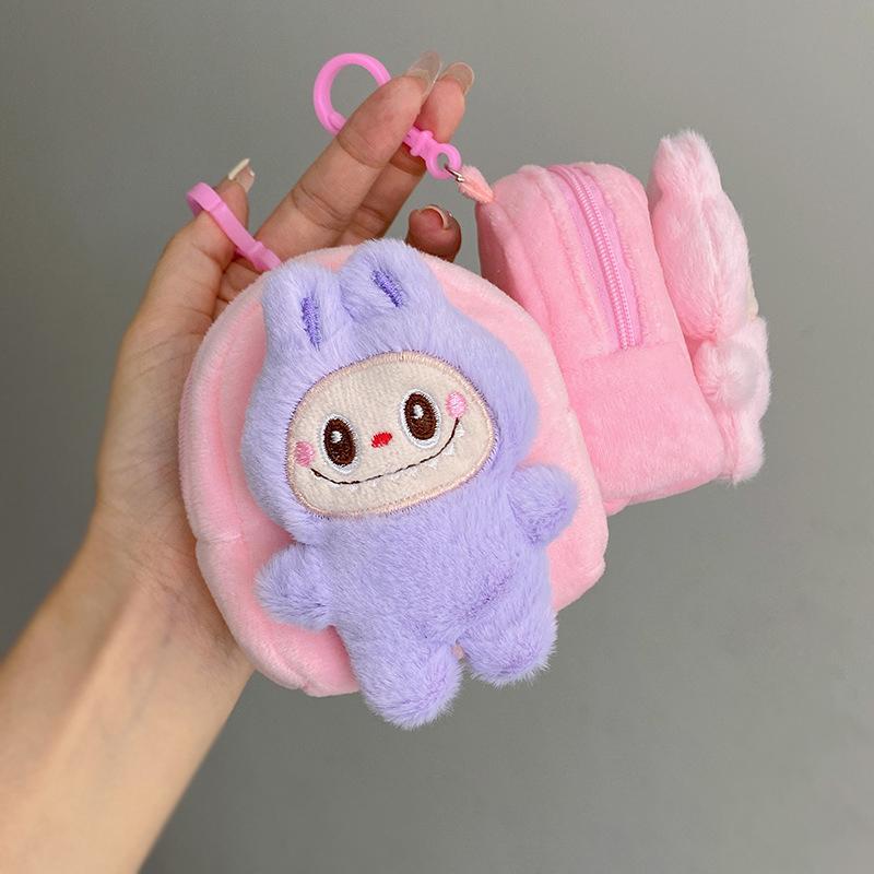 Labubu The Monsters – Plush Backpack Coin Purse | Mini Zipper Pouch Purple