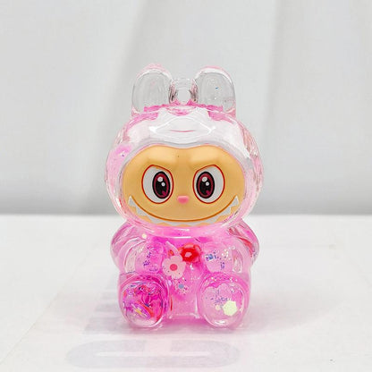 Labubu Acrylic Quicksand Keychain – Glow Bubble Bead Pendant Pink