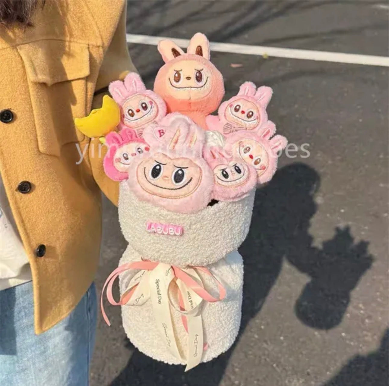 Labubu Plush Flower Bouquet | Cute Plush Gift Bouquet - Valentines Gift Pink