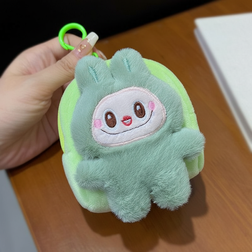 Labubu The Monsters – Plush Backpack Coin Purse | Mini Zipper Pouch Green