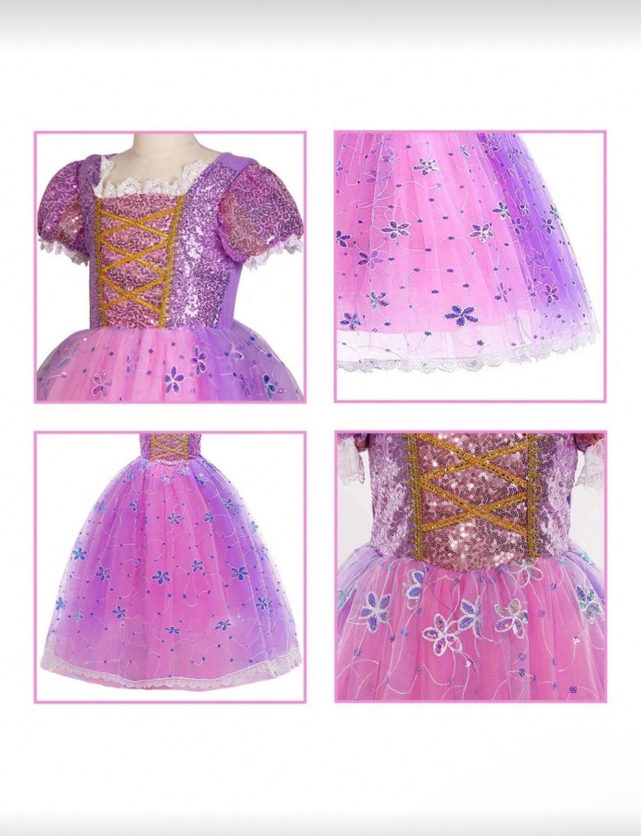 Girls Light-Up Princess Dress for Girls – Sleeved Halloween Cosplay Costume (Age 3Y-10Y)