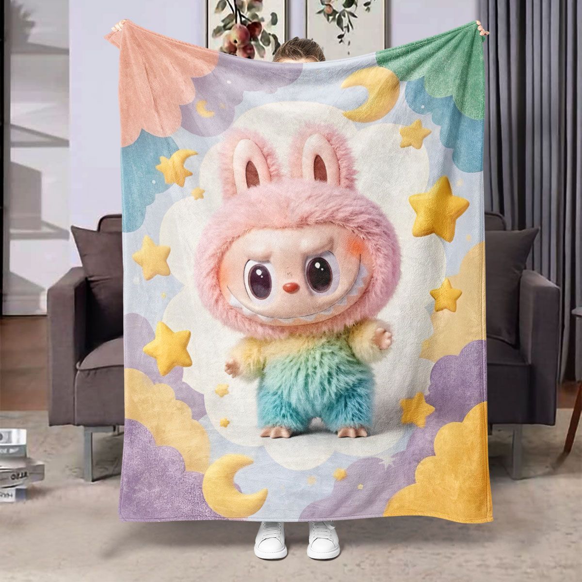 Labubu Flannel Blanket – Cozy All-season Nap Throw | Soft Plushie Pairing