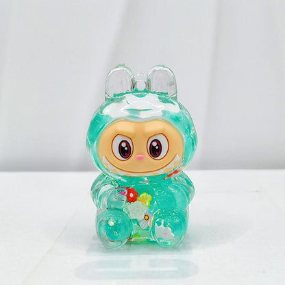 Labubu Acrylic Quicksand Keychain – Glow Bubble Bead Pendant Green