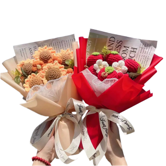 Plush Strawberry & Orange Stuffed Flower Gift Bouquets – 40cm | Fruit Plush Arrangement