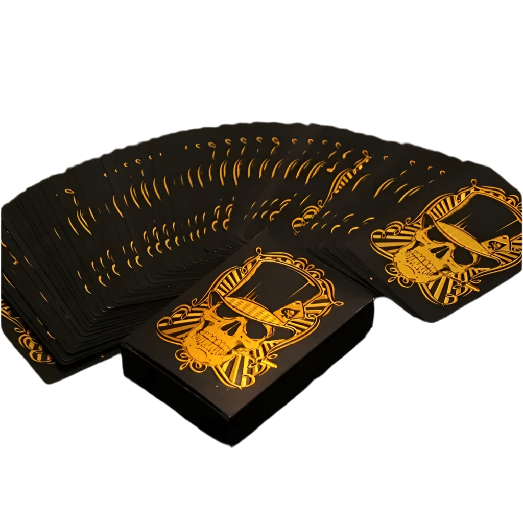 Poker Playing Cards Skeleton Black Gold