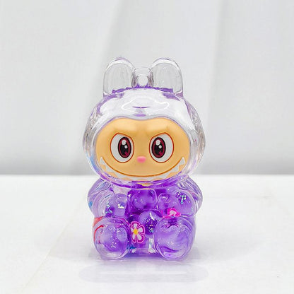 Labubu Acrylic Quicksand Keychain – Glow Bubble Bead Pendant Purple