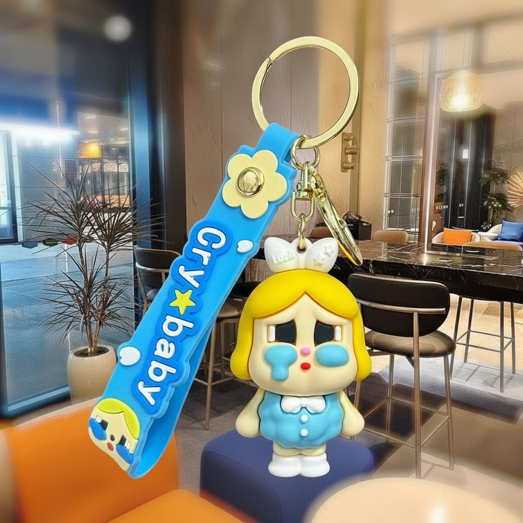 POP MART Crybaby Plush Keychain – 6.5cm Soft Character Clip Multicolor E