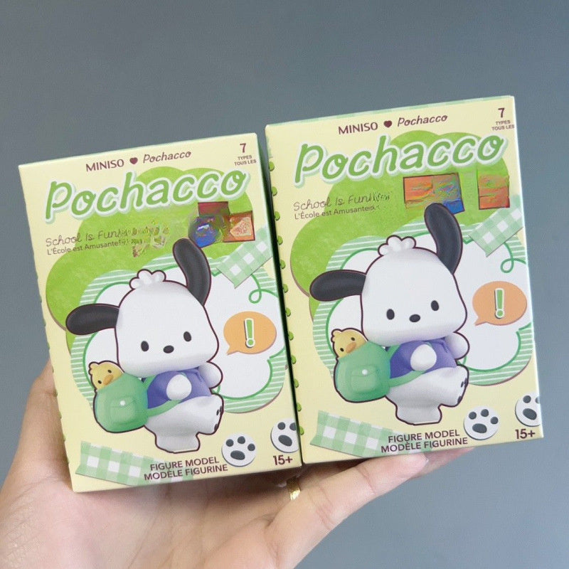 MINISO × Sanrio Pochacco “School Is Fun” Blind Box | Cute Collectible Figurine 2 Pack