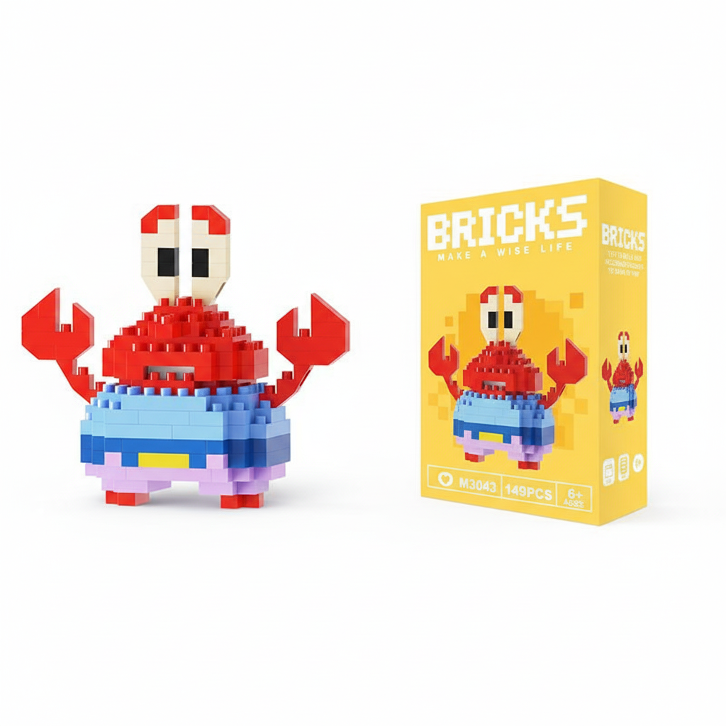 Make A Wise Life – Cartoon & Character Nano Block Building Sets | Mini Brick Figures for Kids & Collectors Multicolor Mr. Krabs