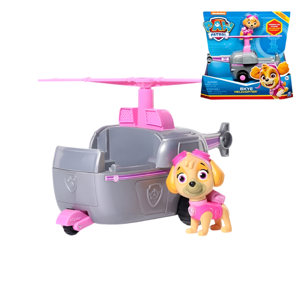 Paw Patrol Rescue Vehicle – Character Truck | Rubble’s Bulldozer, Chase’s Cruiser & More Multicolor Rescue Helicopter - Skye