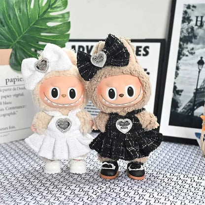 Luxury Clothes Set for 17cm Labubu Doll | Bow Headband & Accessory Outfit