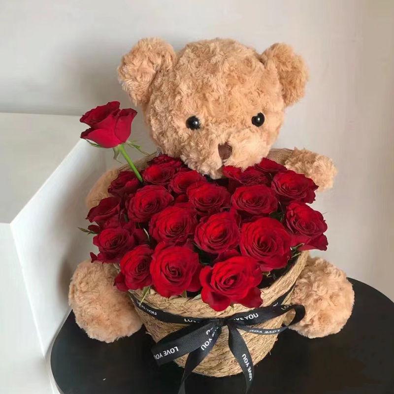 Birthday Scented Soap Flower Bear Bouquet - Gift for Girlfriend or Best Friend Khaki 13