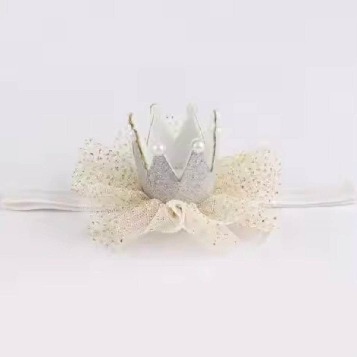 Baby Girls Glitter Crown Hairband Silver