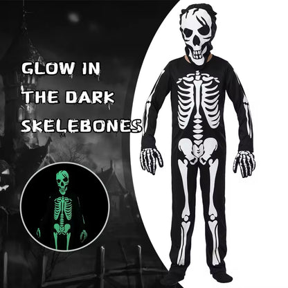 Boys Glow In The Dark Skeleton Costume (Age 3-12 Years)