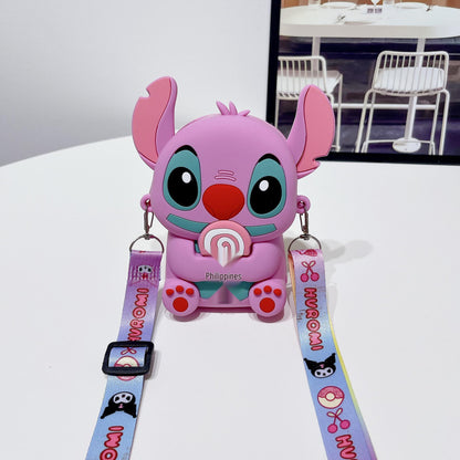 Stitch & Angel Silicone Wallet – Kids’ Crossbody Coin Purse | Waterproof Character Bag Multicolor Angel - A
